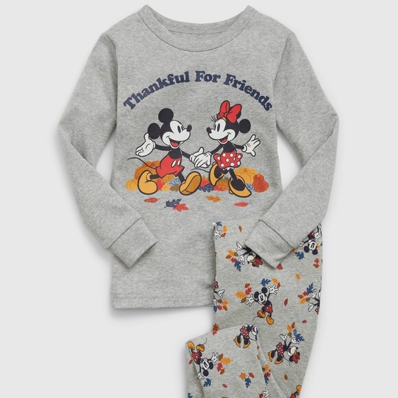Baby Gap Disney Mickey and Minnie Mouse Pajamas 2PC 3T Thankful for Friends NEW - Picture 1 of 7
